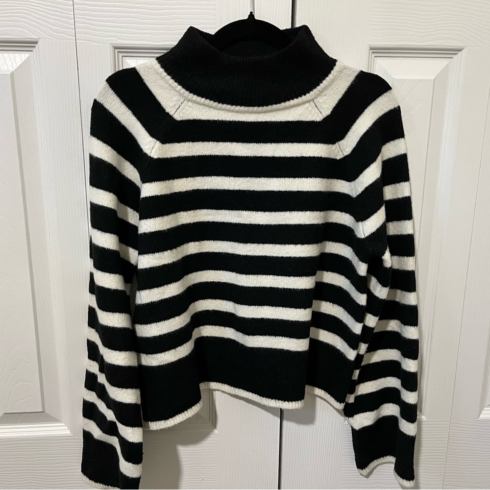 Universal Thread Black and White Striped Turtleneck Sweater